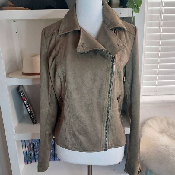 KUT from the Kloth Quilted Panel Faux Suede Moto Jacket NWT Medium - Picture 3 of 12